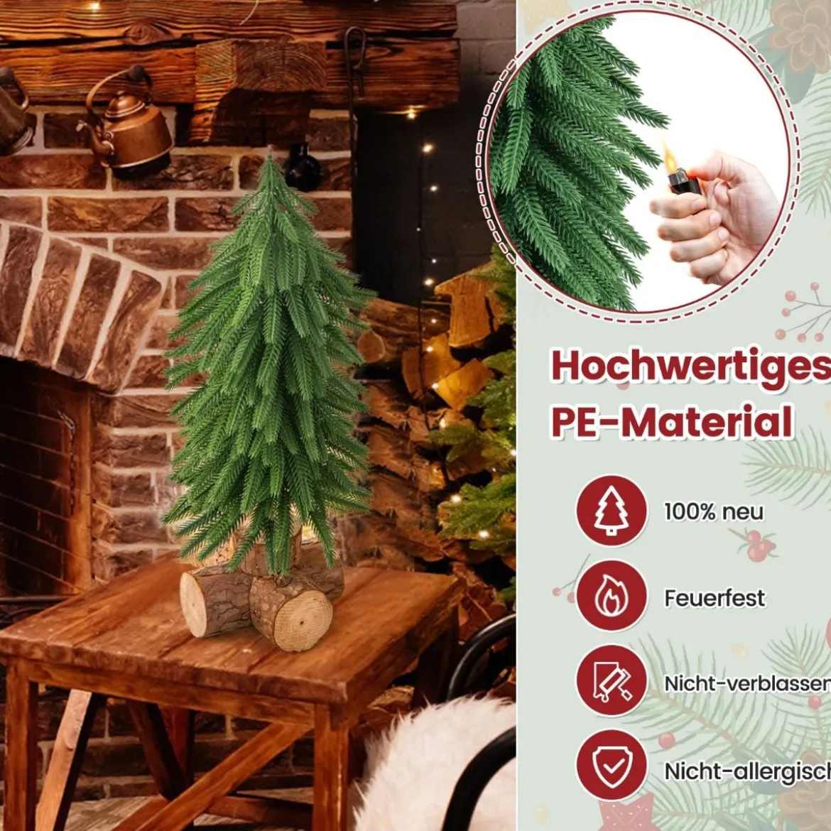 40 cm Hoher Tisch-Weihnachtsbaum Künstlicher Christbaum mit 200 Zweigspitzen