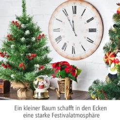 60 cm hoher Tisch-Weihnachtsbaum Realistischer Christbaum mit PVC-Zweigen und Beeren Grün