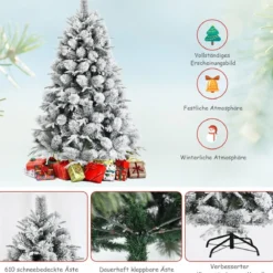 180 cm Hoher Verschneiter Künstlicher Weihnachtsbaum mit 610 PVC- und PE-Zweigen