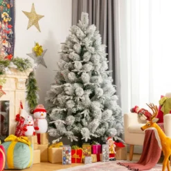 180 cm Hoher Verschneiter Künstlicher Weihnachtsbaum mit 610 PVC- und PE-Zweigen
