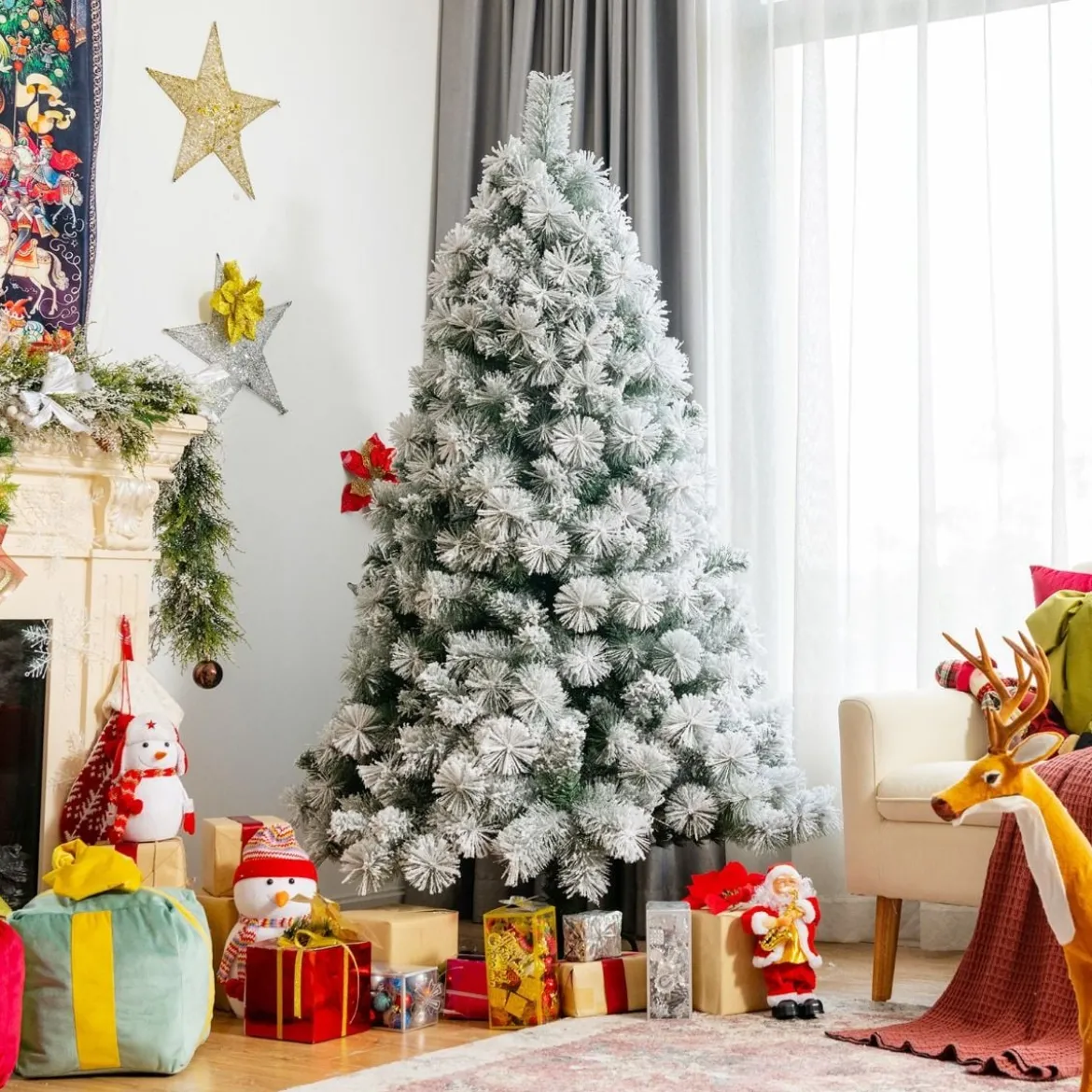 180 cm Hoher Verschneiter Schlanker Weihnachtsbaum Künstlicher Weihnachtsbaum