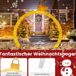 313 cm Hoher Weihnachtsbogen mit Beleuchtung Weihnachten Torbogen Groß Weihnachtsdeko
