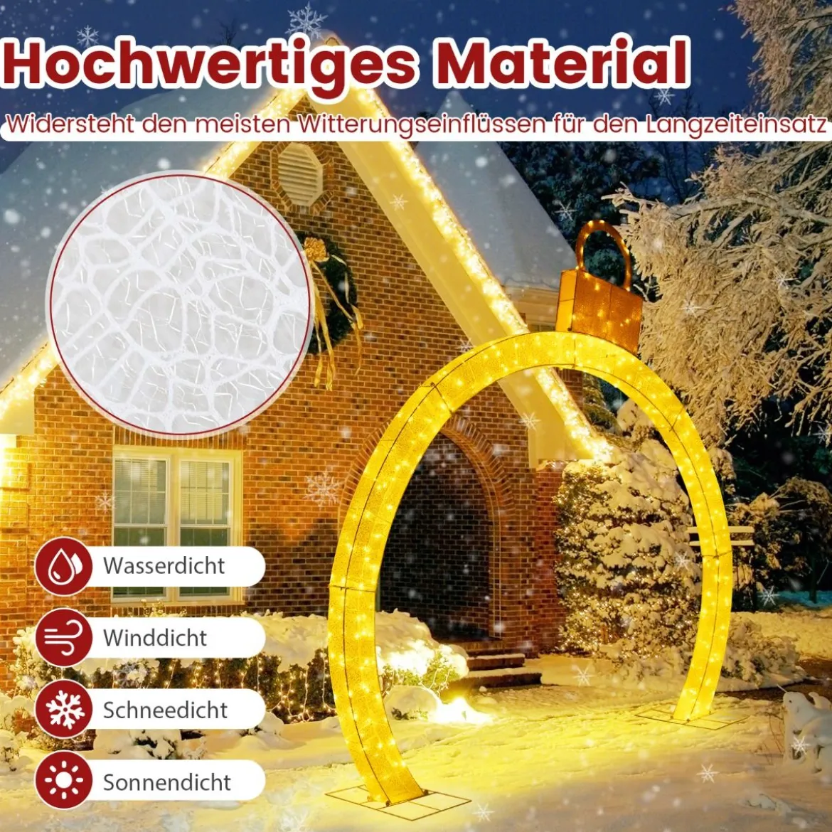 313 cm Hoher Weihnachtsbogen mit Beleuchtung Weihnachten Torbogen Groß Weihnachtsdeko