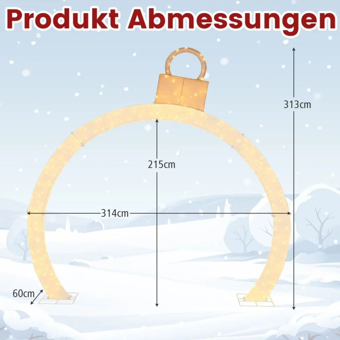 313 cm Hoher Weihnachtsbogen mit Beleuchtung Weihnachten Torbogen Groß Weihnachtsdeko
