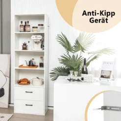 188 cm Hohes Bücherregal 6-Stöckiges Modernes Ablageregal Weiß