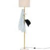 166,5cm hohe Stehlampe Garderobenständer mit 5 Haken & Fußschalter Stehleuchte E27 Sockel Leselampe für Schlafzimmer Wohnzimmer