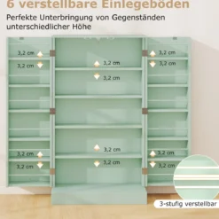 104 cm hohes Vorratsschrank Küchenschrank mit Türen & verstellbaren Regalen freistehendes Buffet-Sideboard Grün
