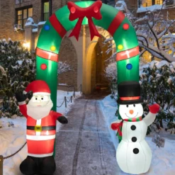 245 cm Hohe Weihnachts-Aufblasbare Torbogen mit Weihnachtsmann & Schneemann Dekoration