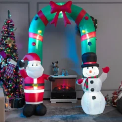 245 cm Hohe Weihnachts-Aufblasbare Torbogen mit Weihnachtsmann & Schneemann Dekoration