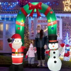 245 cm Hohe Weihnachts-Aufblasbare Torbogen mit Weihnachtsmann & Schneemann Dekoration