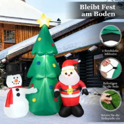 185 cm Hohe Weihnachtsdekoration zum Aufblasen Riesige Weihnachtskombination mit LED-Leuchten