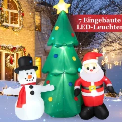 185 cm Hohe Weihnachtsdekoration zum Aufblasen Riesige Weihnachtskombination mit LED-Leuchten