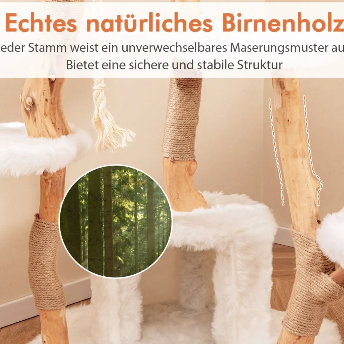 168 cm Holz Kratzbaum mit Plattformen & Höhle & Kratzsäulen & Sisalseil Katzenbaum