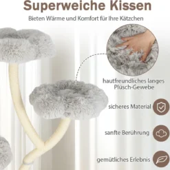 165cm Holz Kratzbaum mit 4 Warmen Liegeflächen & Katzenhöhle & Sisalstämmen Katzenbaum