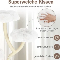165cm Holz Kratzbaum mit 4 Warmen Liegeflächen & Katzenhöhle & Sisalstämmen Katzenbaum
