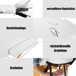 185 cm Holz Massagetisch mit Tragetasche 2-Fach faltbares tragbares Massagebett