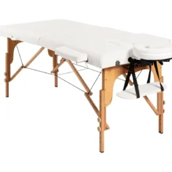185 cm Holz Massagetisch mit Tragetasche 2-Fach faltbares tragbares Massagebett
