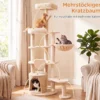 149 cm Indoor Kratzbaum mit Kippsicherung & 4 Sisal-Kratzsäulen für Kleine und Mittelgroße Katzen