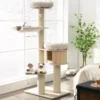 174 cm Katzenbaum aus Massivholz 4-Etagen Katzenturm Natur