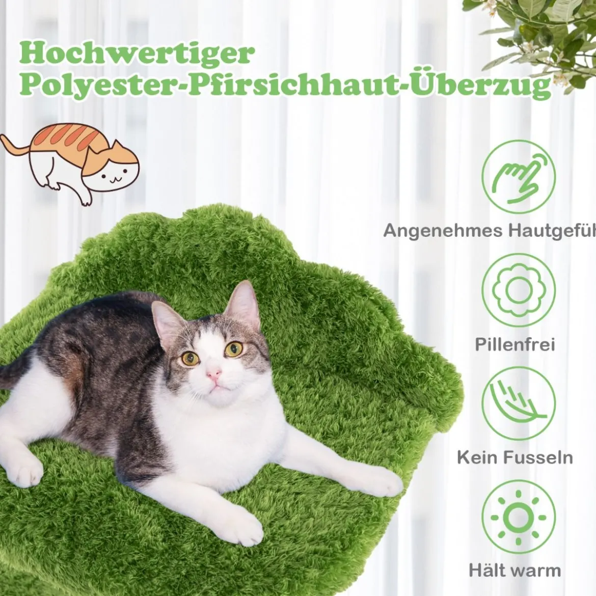 97 cm Katzenbaum mit Komplett Umwickelten Sisal-Kratzpfosten & Gepolstertem Top-Perch