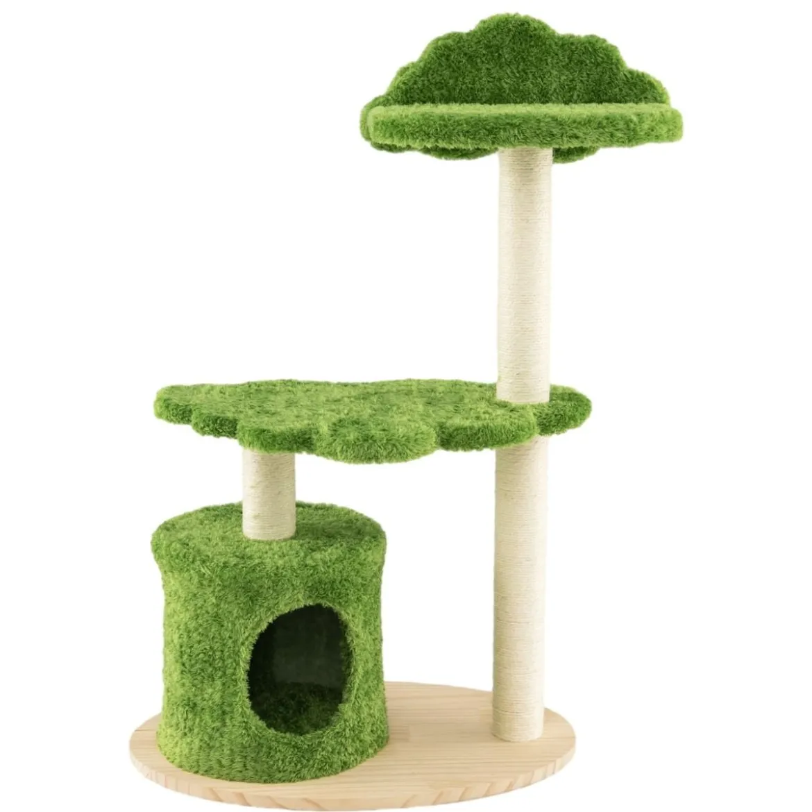 97 cm Katzenbaum mit Komplett Umwickelten Sisal-Kratzpfosten & Gepolstertem Top-Perch