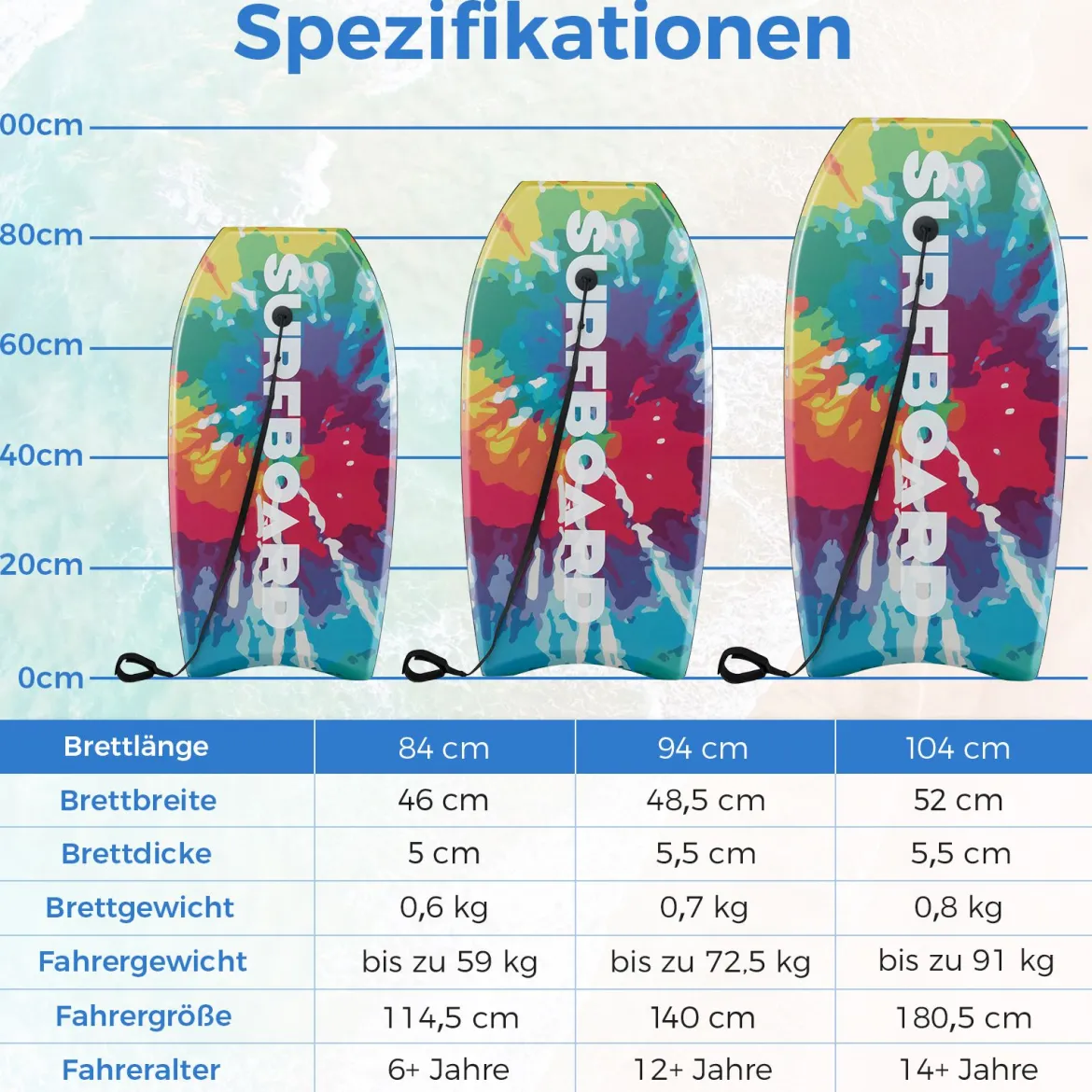 84 cm Kinder Bodyboard mit EPS-Kern & XPE-Deck & HDPE-Unterseite & Handgelenkschlaufe Surfboard