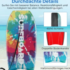 104 cm Kinder Bodyboard mit EPS-Kern & XPE-Deck & HDPE-Unterseite & Handgelenkschlaufe Surfboard