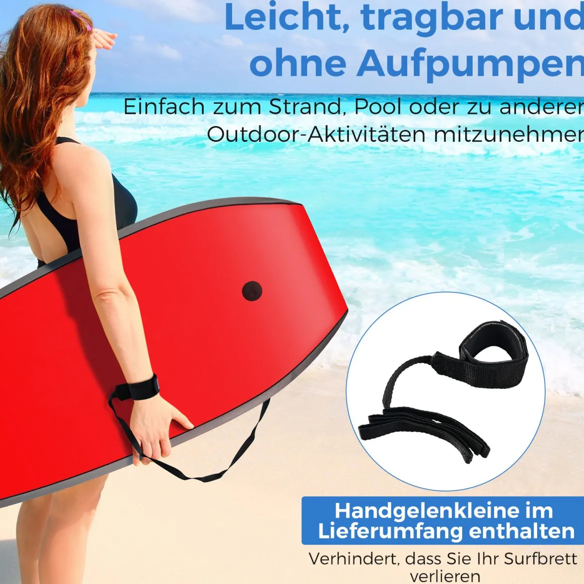 94 cm Kinder Bodyboard mit EPS-Kern & XPE-Deck & HDPE-Unterseite & Handgelenkschlaufe Surfboard