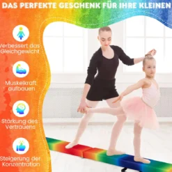 240 cm Kinder Schwebebalken klappbare Balancierbalken Gymnastikbalken mit Tragegriff Bunt