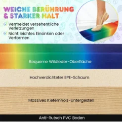 240 cm Kinder Schwebebalken klappbare Balancierbalken Gymnastikbalken mit Tragegriff Bunt