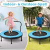 Ø102 cm Kinder Trampolin mit Abnehmbarer Haltegriff Minitrampolin bis 100 kg Belastbar Blau