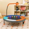 Ø90 cm Kindertrampolin mit LED Beleuchtung & Griff & Tragetasche Mini Trampolin Dunkelblau