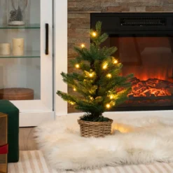 48cm kleiner Weihnachtsbaum beleuchteter Mini Weihnachtsbaum Christbaum für Haus Büro