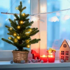 48cm kleiner Weihnachtsbaum beleuchteter Mini Weihnachtsbaum Christbaum für Haus Büro