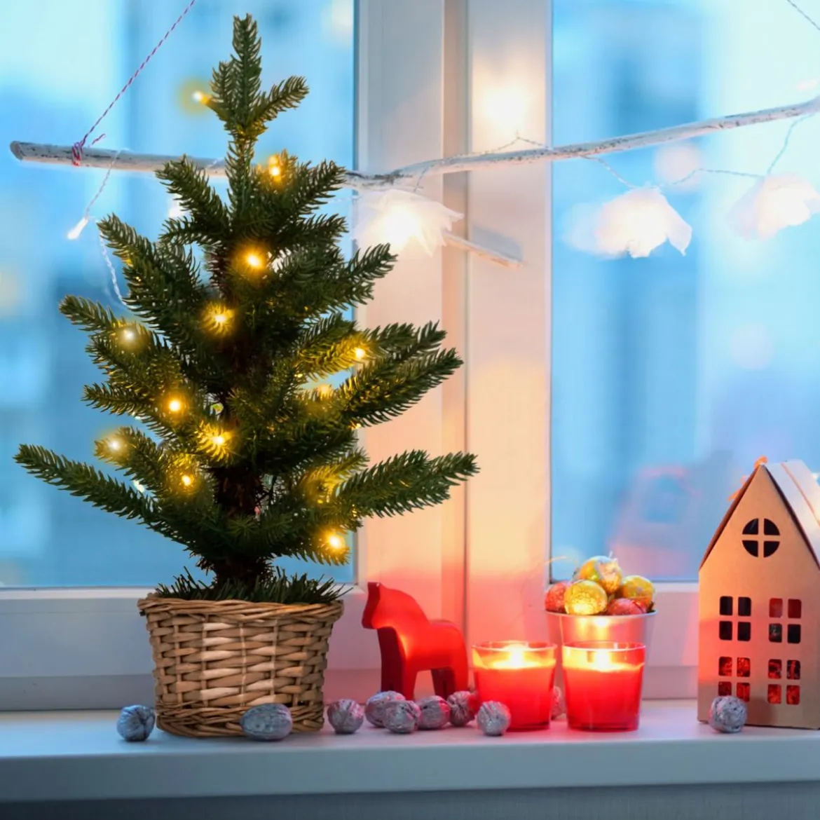 48cm kleiner Weihnachtsbaum beleuchteter Mini Weihnachtsbaum Christbaum für Haus Büro