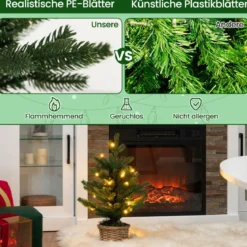 48cm kleiner Weihnachtsbaum beleuchteter Mini Weihnachtsbaum Christbaum für Haus Büro