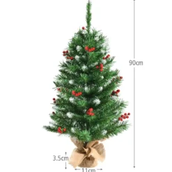 90 cm Kleiner Weihnachtsbaum Mini Weihnachtsbaum mit roten Beeren Grün