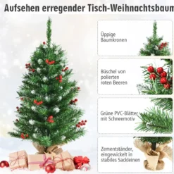 90 cm Kleiner Weihnachtsbaum Mini Weihnachtsbaum mit roten Beeren Grün