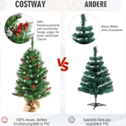 90 cm Kleiner Weihnachtsbaum Mini Weihnachtsbaum mit roten Beeren Grün