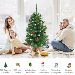 90 cm Kleiner Weihnachtsbaum Mini Weihnachtsbaum mit roten Beeren Grün