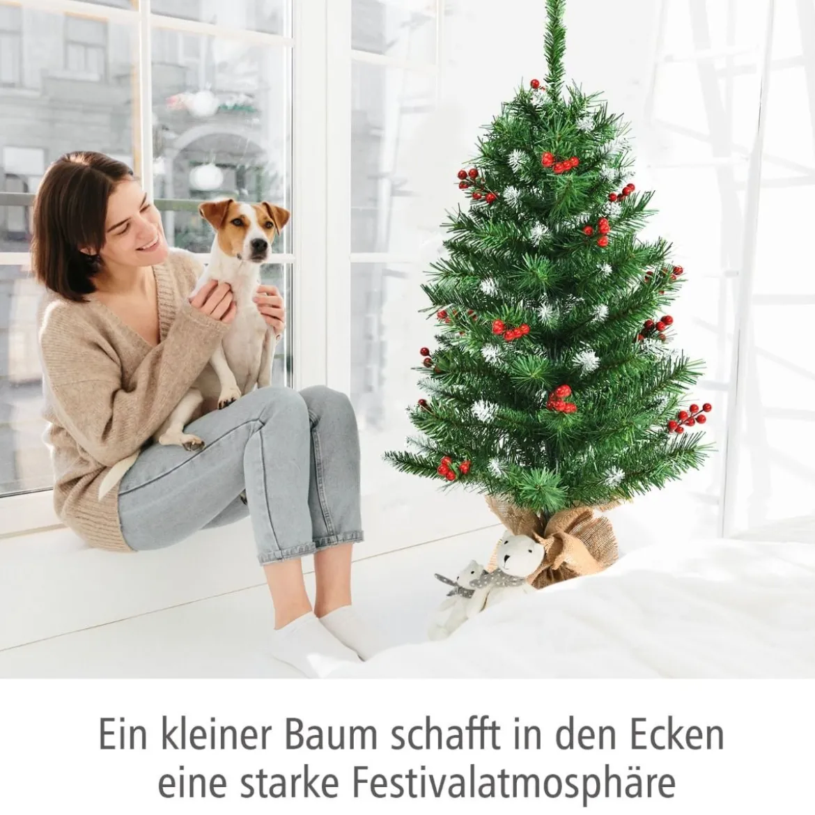 90 cm Kleiner Weihnachtsbaum Mini Weihnachtsbaum mit roten Beeren Grün