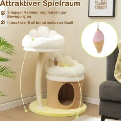 83cm klein Kratzbaum mit Katzenhöhle & Sisal-Kratzpfosten & Spielzeug & Kissen Katzenbaum