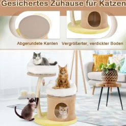 83cm klein Kratzbaum mit Katzenhöhle & Sisal-Kratzpfosten & Spielzeug & Kissen Katzenbaum