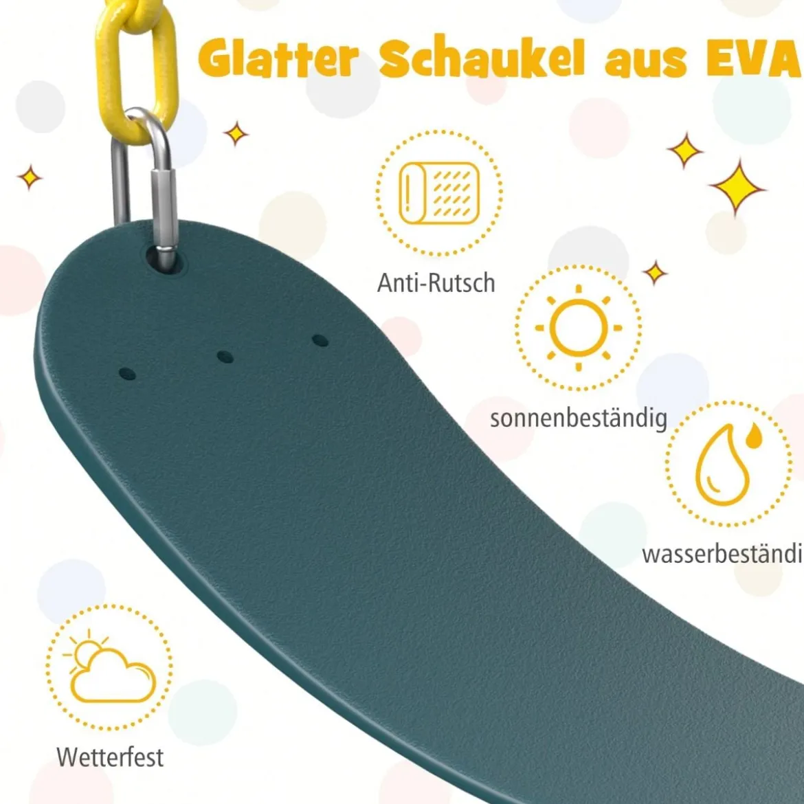 Ø 305cm Kletterkuppel mit Schaukel Klettergerüst zum Schaukeln & Klttern Blau & Gelb & Grün