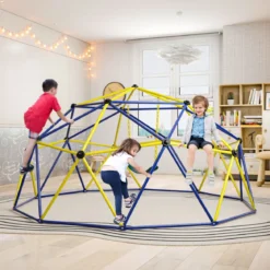 Ø 305cm Kletterkuppel mit Schaukel Klettergerüst zum Schaukeln & Klttern Blau & Gelb & Grün