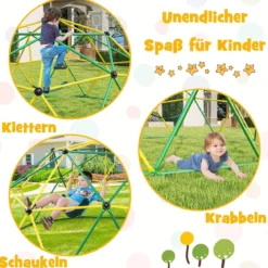 Ø 305cm Kletterkuppel mit Schaukel Klettergerüst zum Schaukeln & Klttern Grün + Gelb