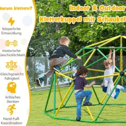 Ø 305cm Kletterkuppel mit Schaukel Klettergerüst zum Schaukeln & Klttern Grün + Gelb