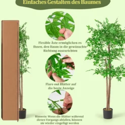 150 cm Künstliche Pflanze Bambus Kunstbaum mit Topf Kunstpflanze Bambusbaum Dekobaum