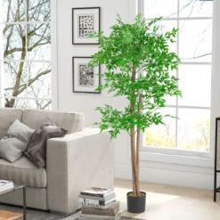 150 cm Künstliche Pflanze Bambus Kunstbaum mit Topf Kunstpflanze Bambusbaum Dekobaum