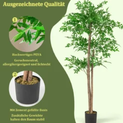 150 cm Künstliche Pflanze Bambus Kunstbaum mit Topf Kunstpflanze Bambusbaum Dekobaum
